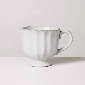 Hearth & Hand 12oz Scalloped Edge Ceramic Mug with Foot Sour Cream